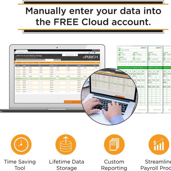 uPunch HN1500 Starter Time Clock Bundle for Small Business: Employee Punch Clock - Picture 5 of 6